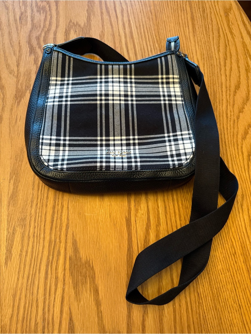 Kate Spade Black & White Plaid Crossbody Shoulder Bag